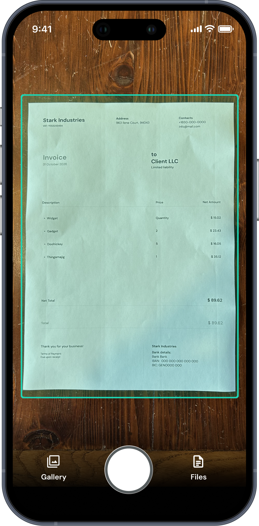 Scan invoice